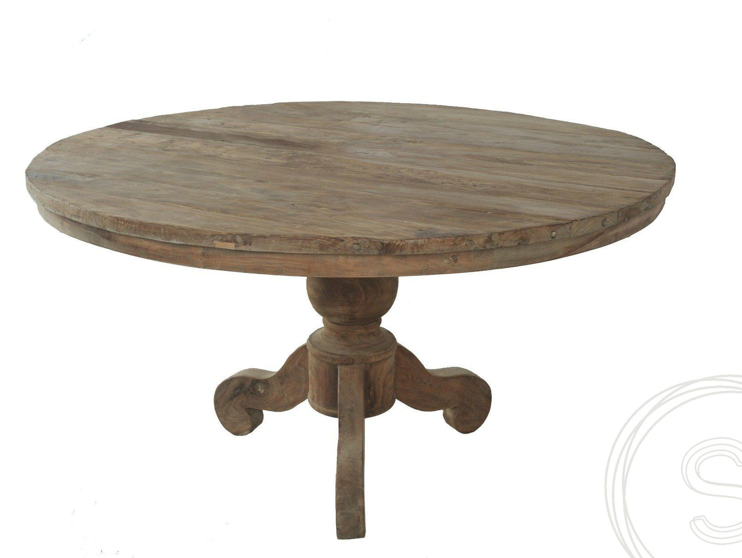 Teak table round 130cm rustic