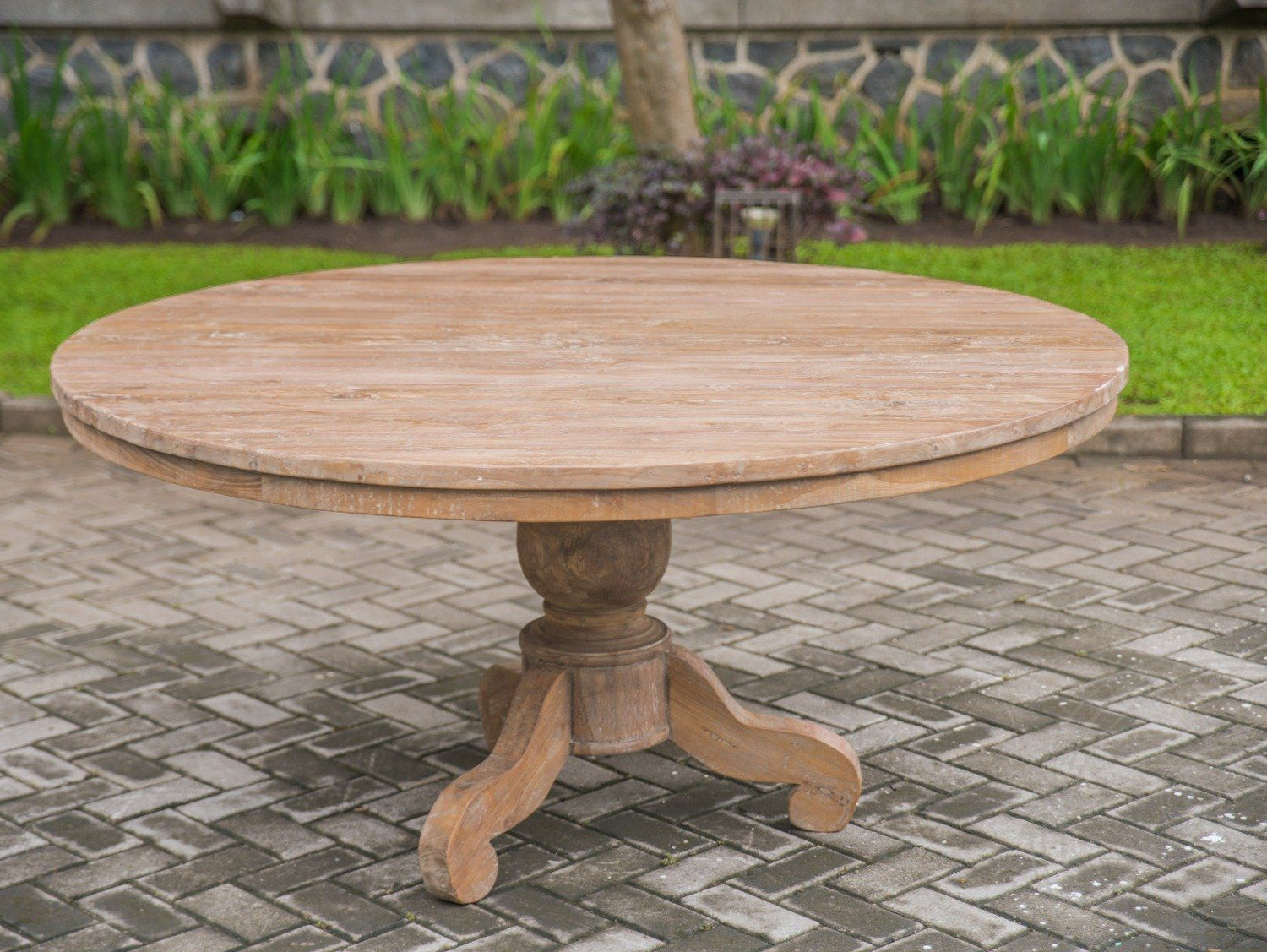 Teak table round 130cm rustic