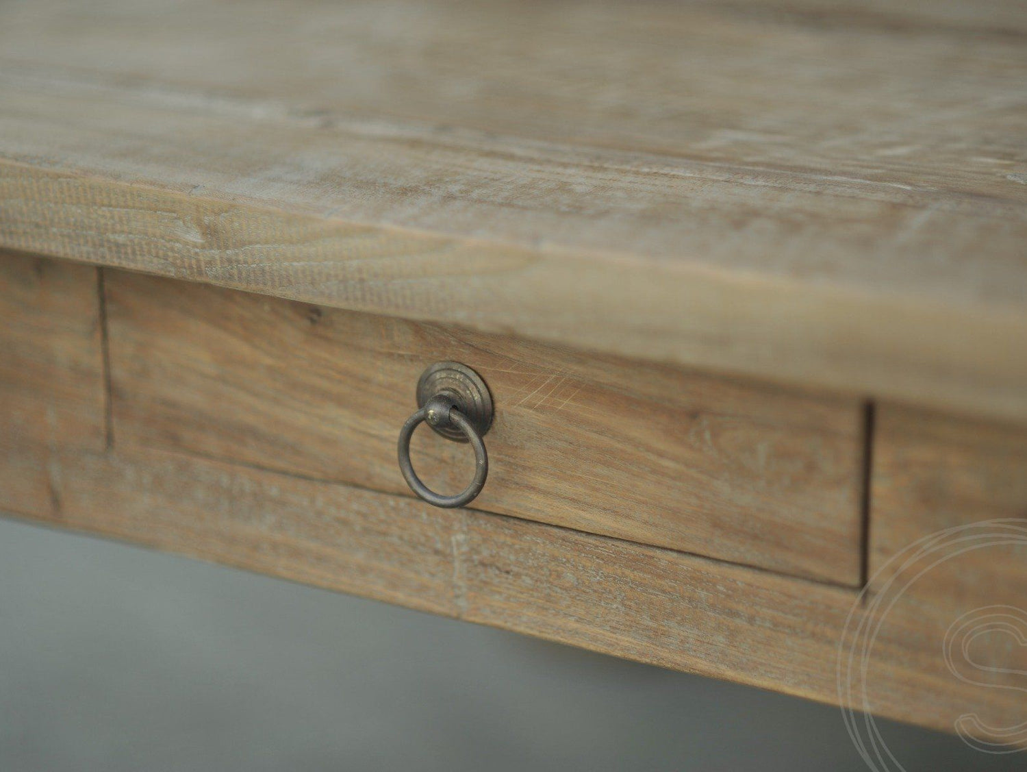 Teak coffee table 2 drawers 120 x 80 rustic