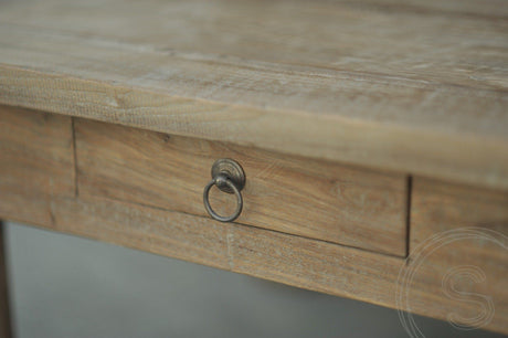 Teak coffee table 2 drawers 120 x 80 rustic
