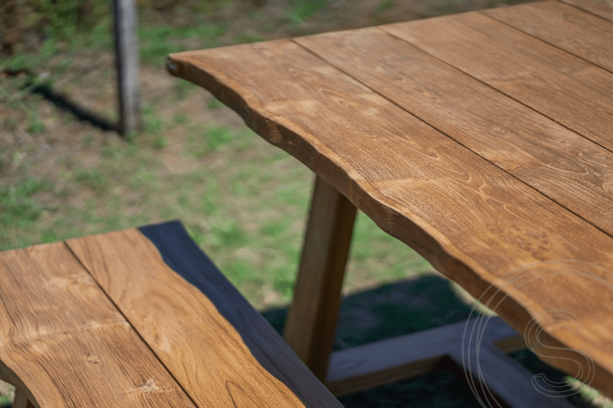 Teak garden table Java 220 x 100 + teak garden bench Java 220 + teak bench 200 Sandaran