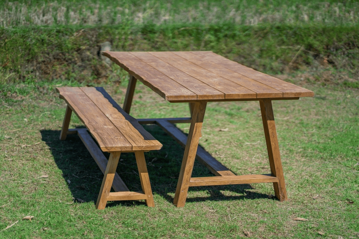 Teak garden table Java 240 x 100 + teak garden bench Java 240 + teak bench 200 Sandaran