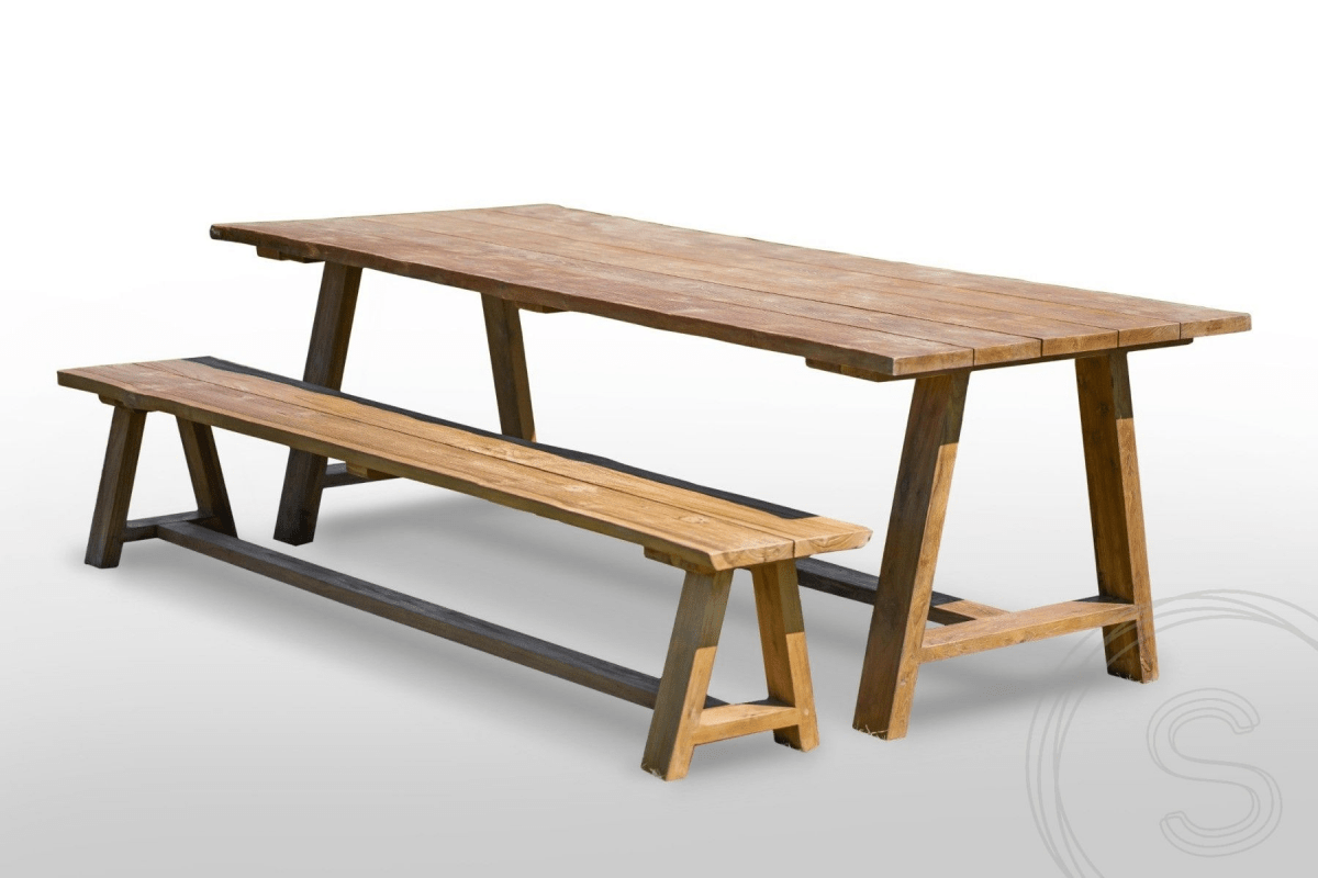 Teak garden table Java 240 x 100 + Teak garden bench Java 240