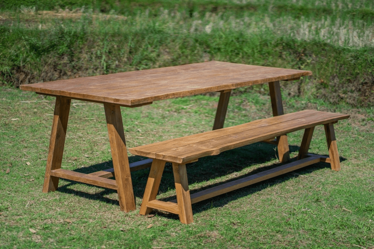 Teak garden table Java 240 x 100 + Teak garden bench Java 240