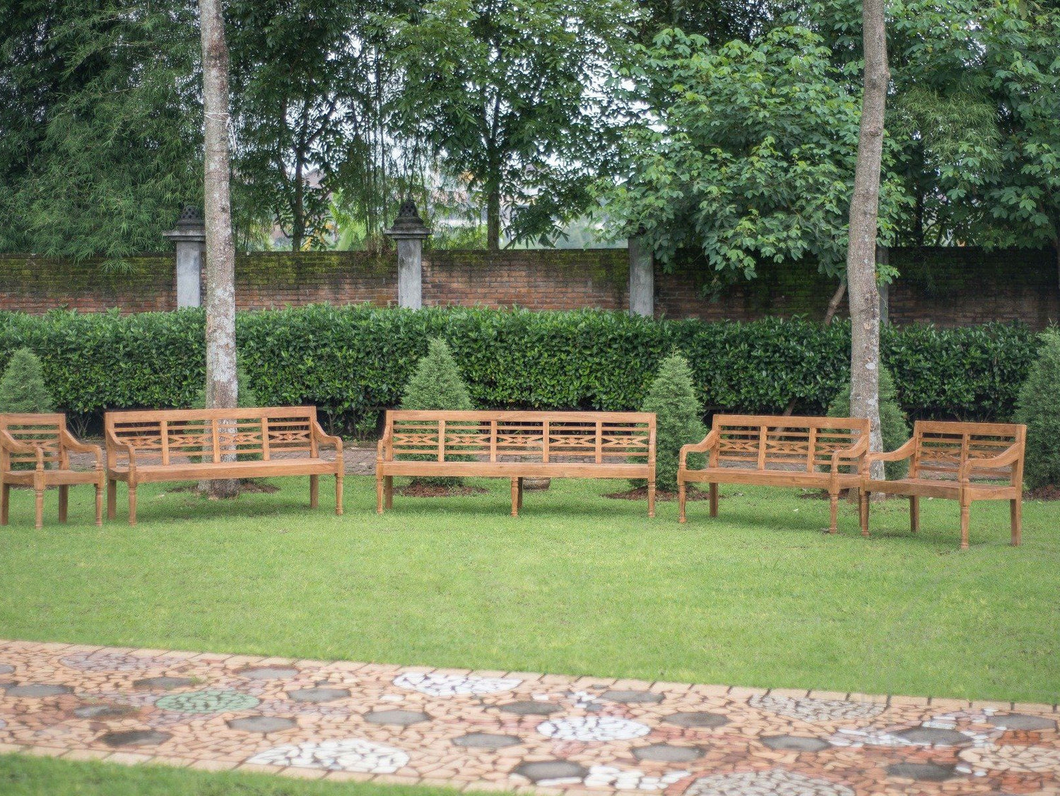 Teak garden bench Java 4-seater