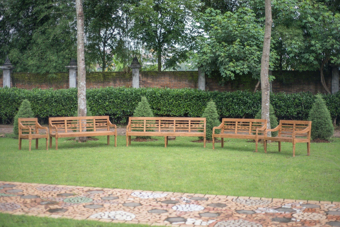 Teak garden bench Java 4-seater