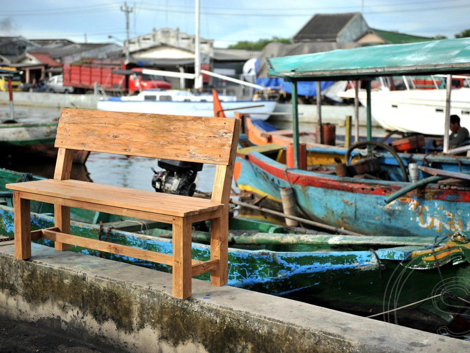 Teak bench 180cm Sandaran