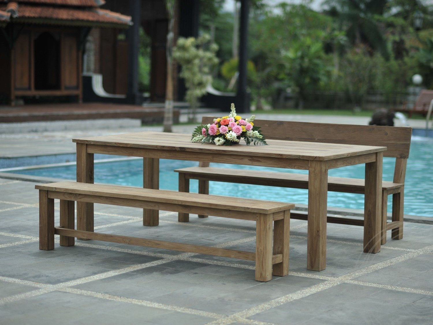 Teak bench 180cm Sandaran