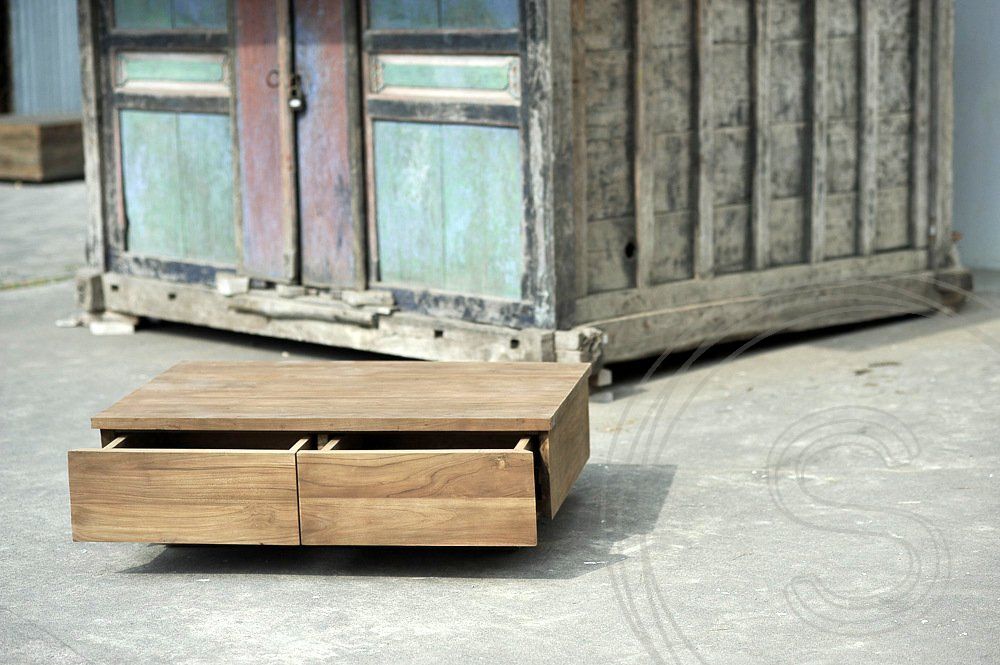 Teak coffee table block 110x70cm