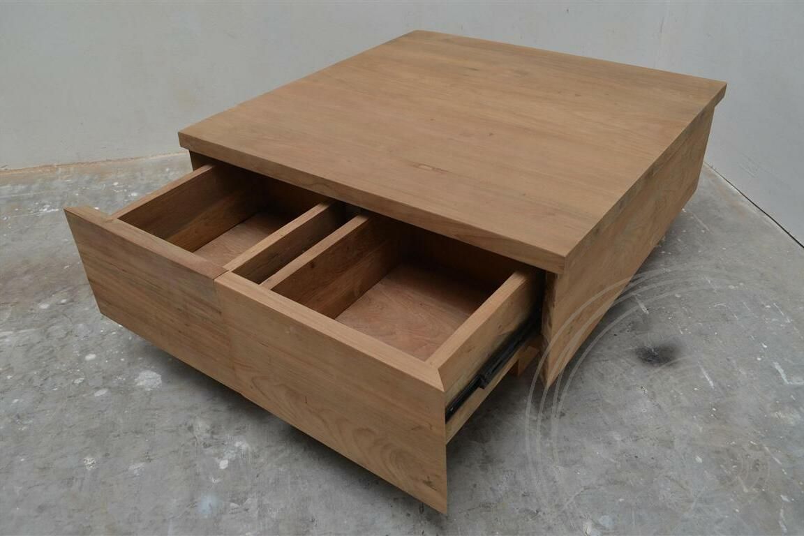 Teak coffee table block 80x80cm