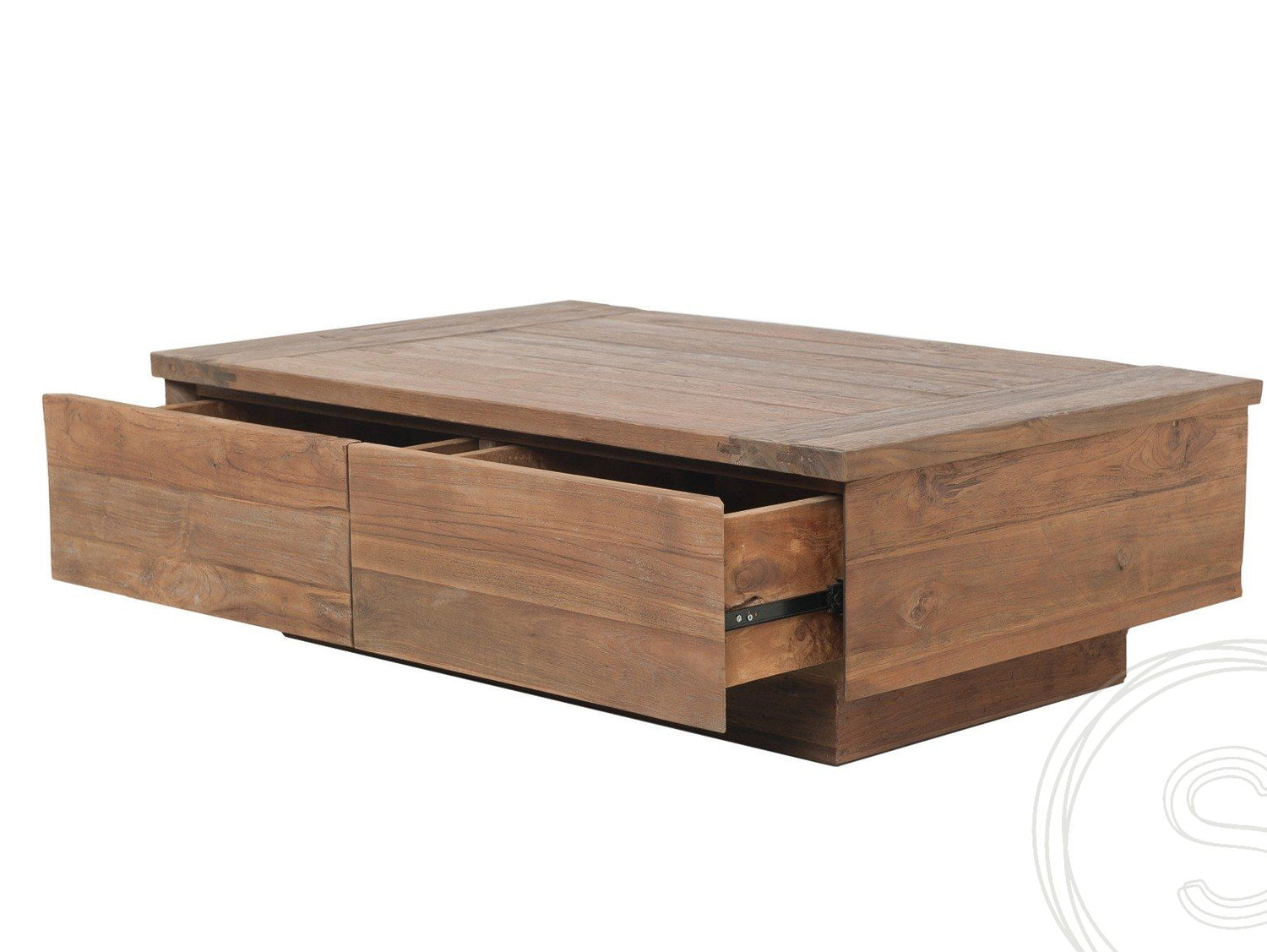 Teak coffee table block 80x80 rustic