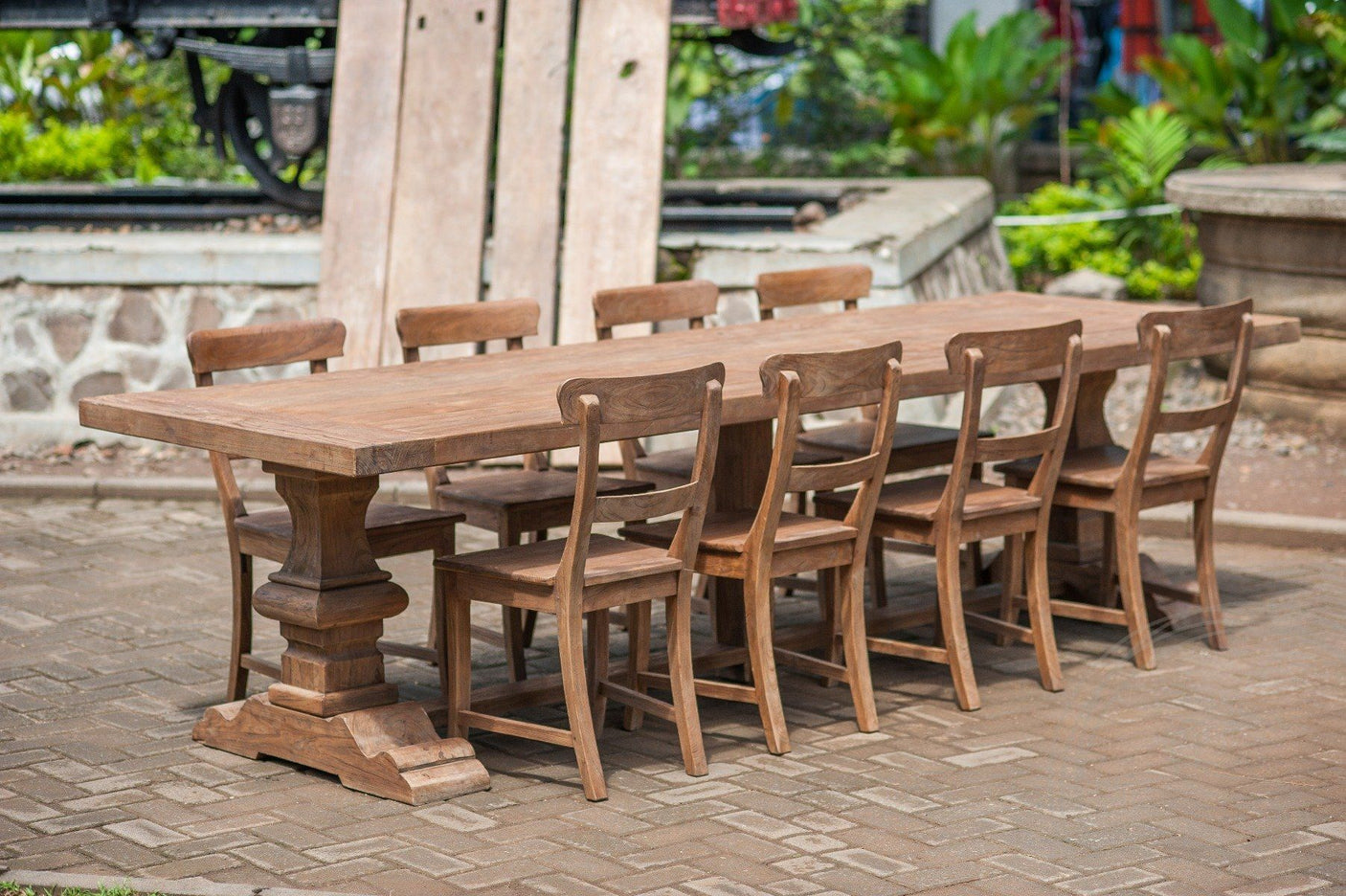 Teak kloostertafel 280x100 - Souren Meubels