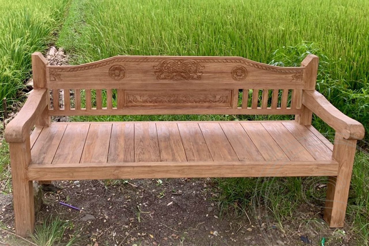 Teak lounge bench carving 220cm