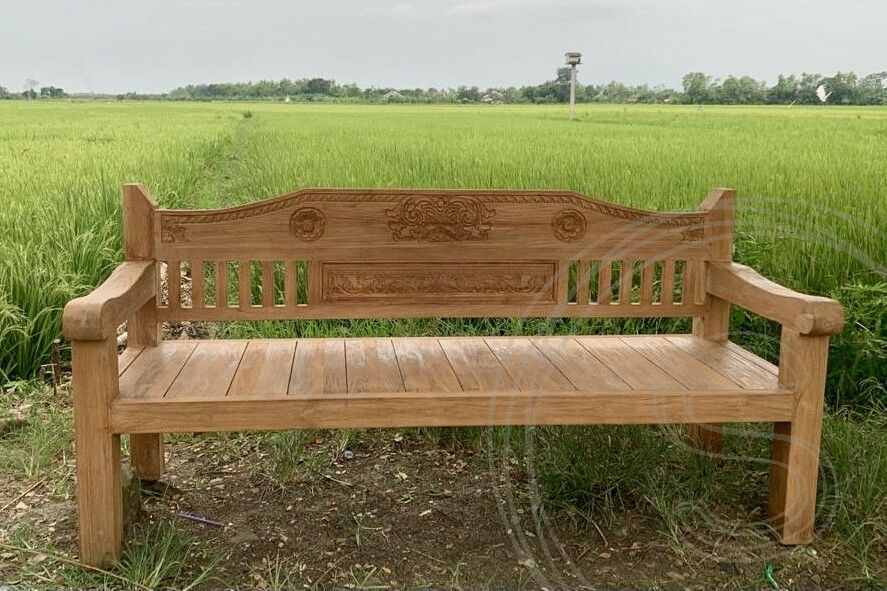 Teak lounge bench carving 220cm