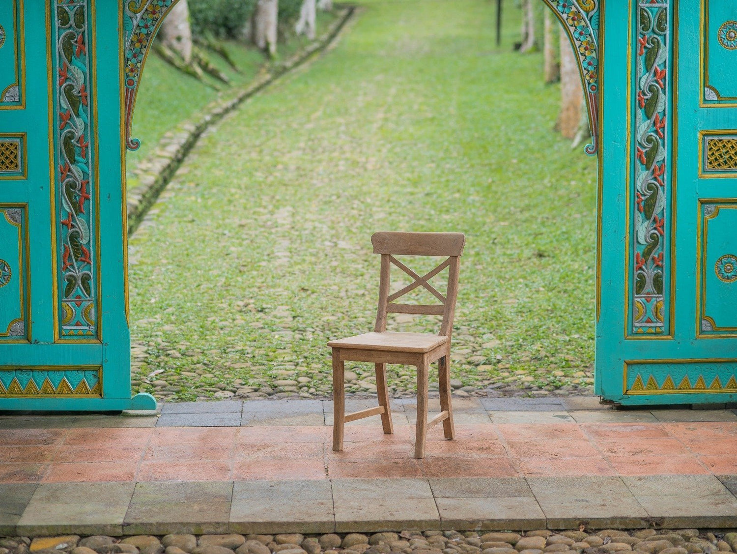 Teak stoel Mariotto met kruis - Souren Meubels