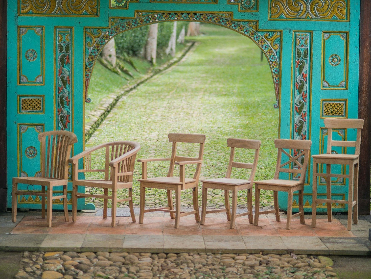 Teak stoel Mariotto met kruis - Souren Meubels