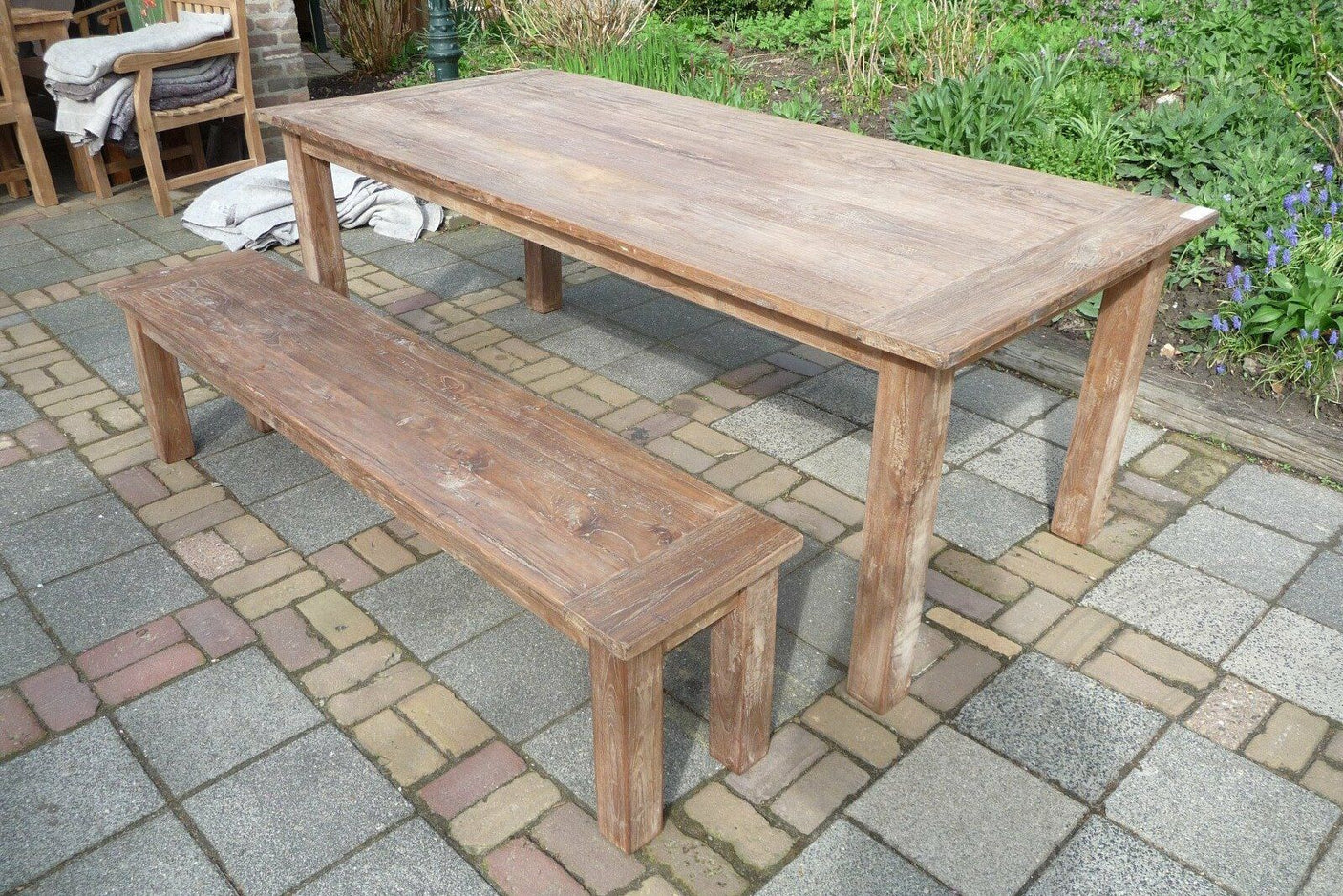 Teak tafel 220 x 100 oud hout - Souren Meubels