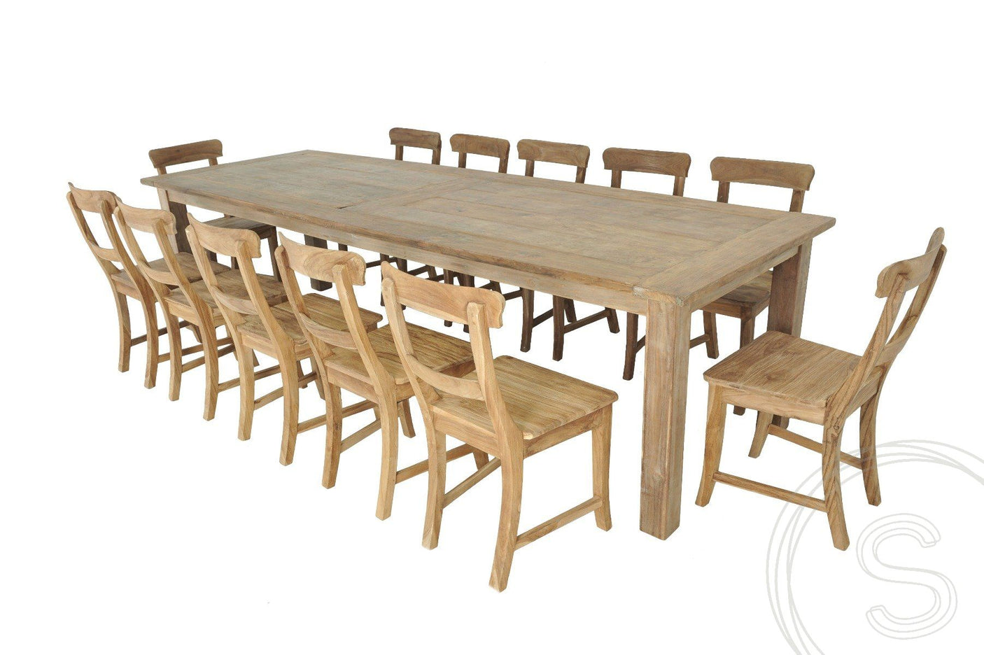 Teak tafel 300 x 100 cm oud hout - Souren Meubels
