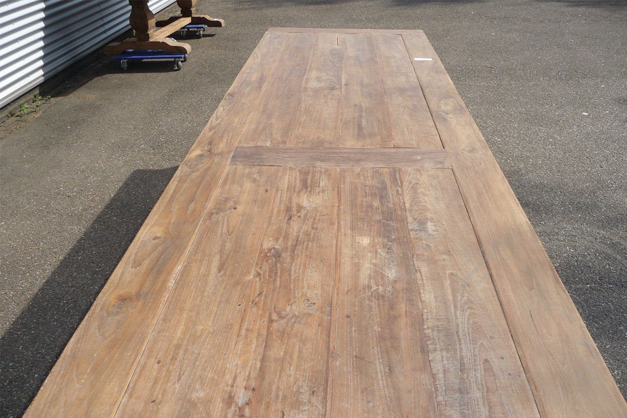 Teak tafel 400 x 100 cm oud hout - Souren Meubels