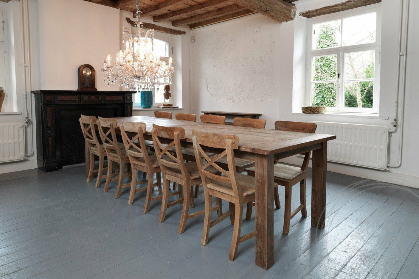 Teak tafel 300 x 100 cm oud hout - Souren Meubels