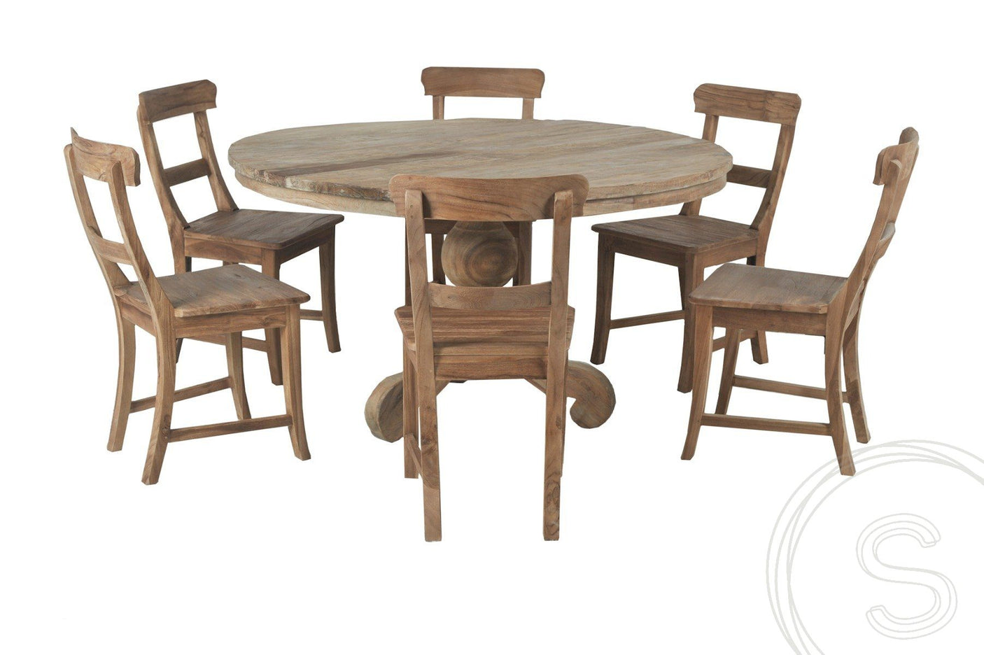 Teak table round 140 cm rustic