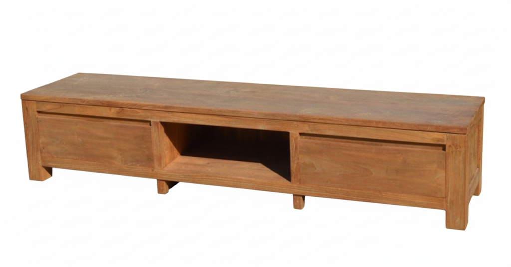 Teak tv-unit 2 drawers 200cm rustic