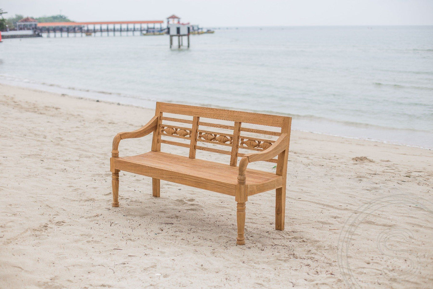 Teak garden bench 3-seater FISH