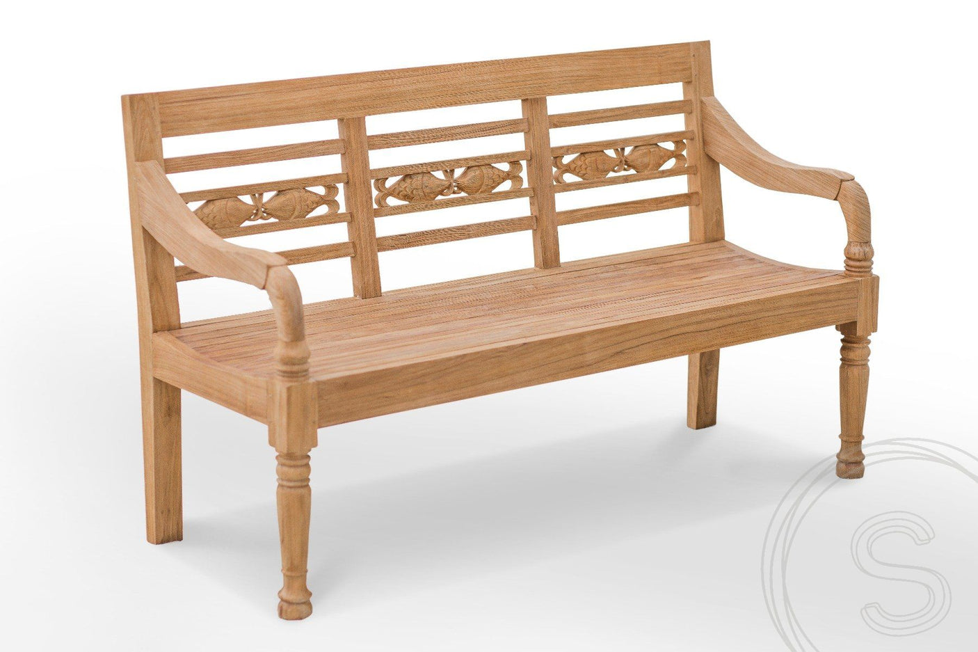 Teak garden bench 3-seater FISH