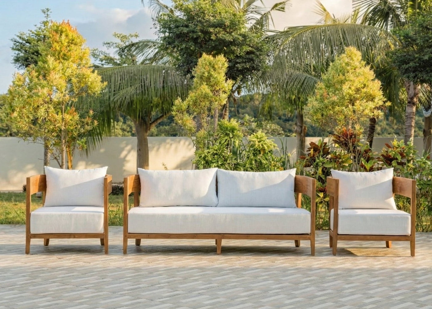 Teak Lounge Bench Lura 188 cm – With Sunproof Cushions