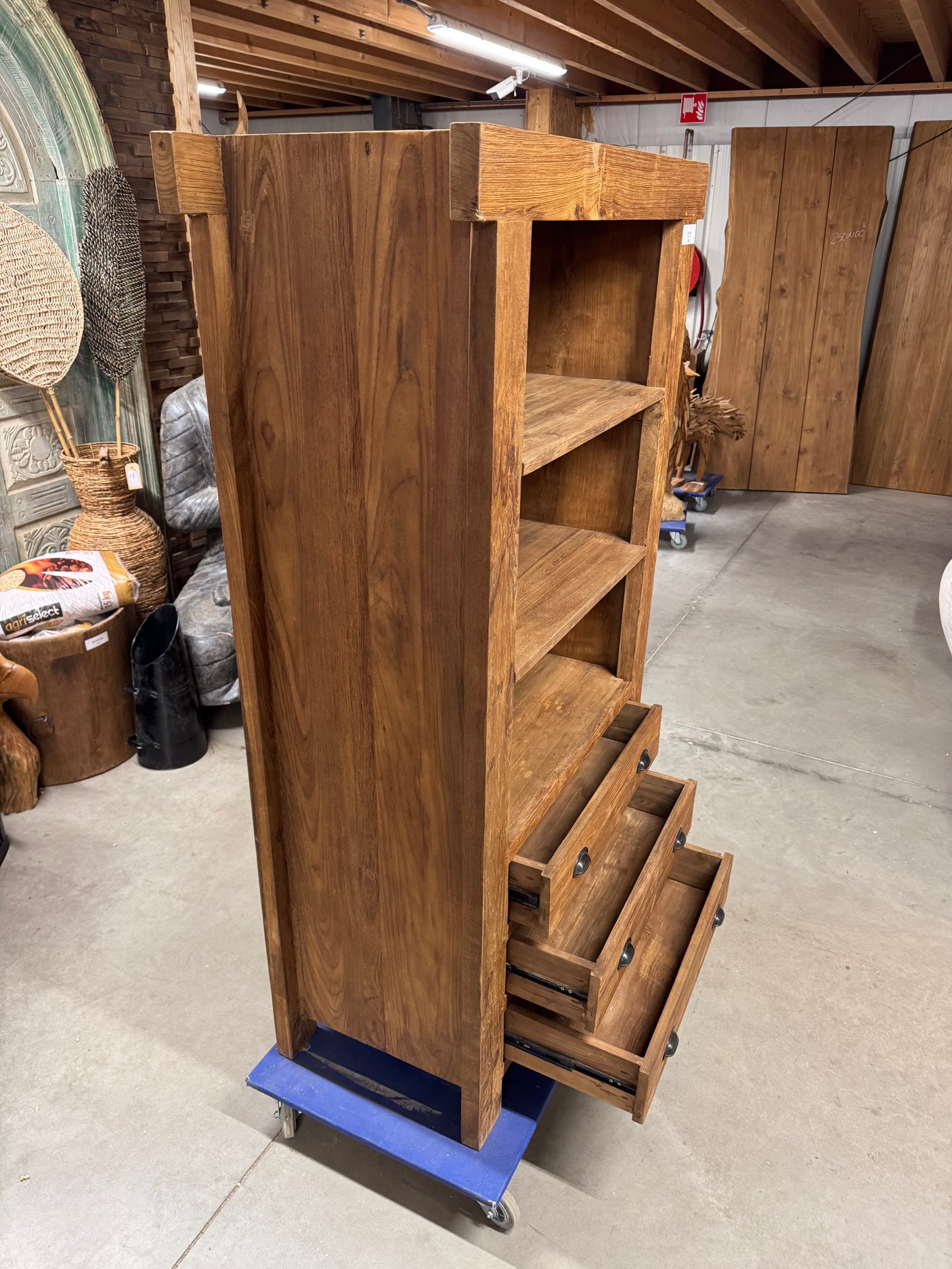 Teak cabinet with shelves 180 × 90 × 50 cm