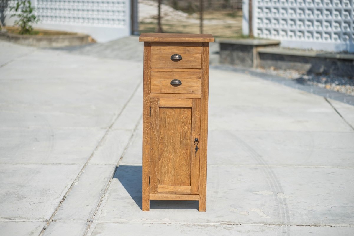 Teak cabinet with drawers and door 50x45x120 cm