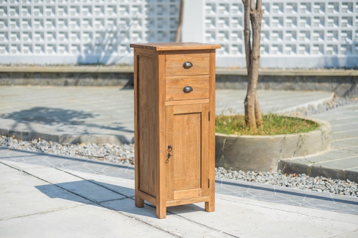 Teak cabinet with drawers and door 50x45x120 cm