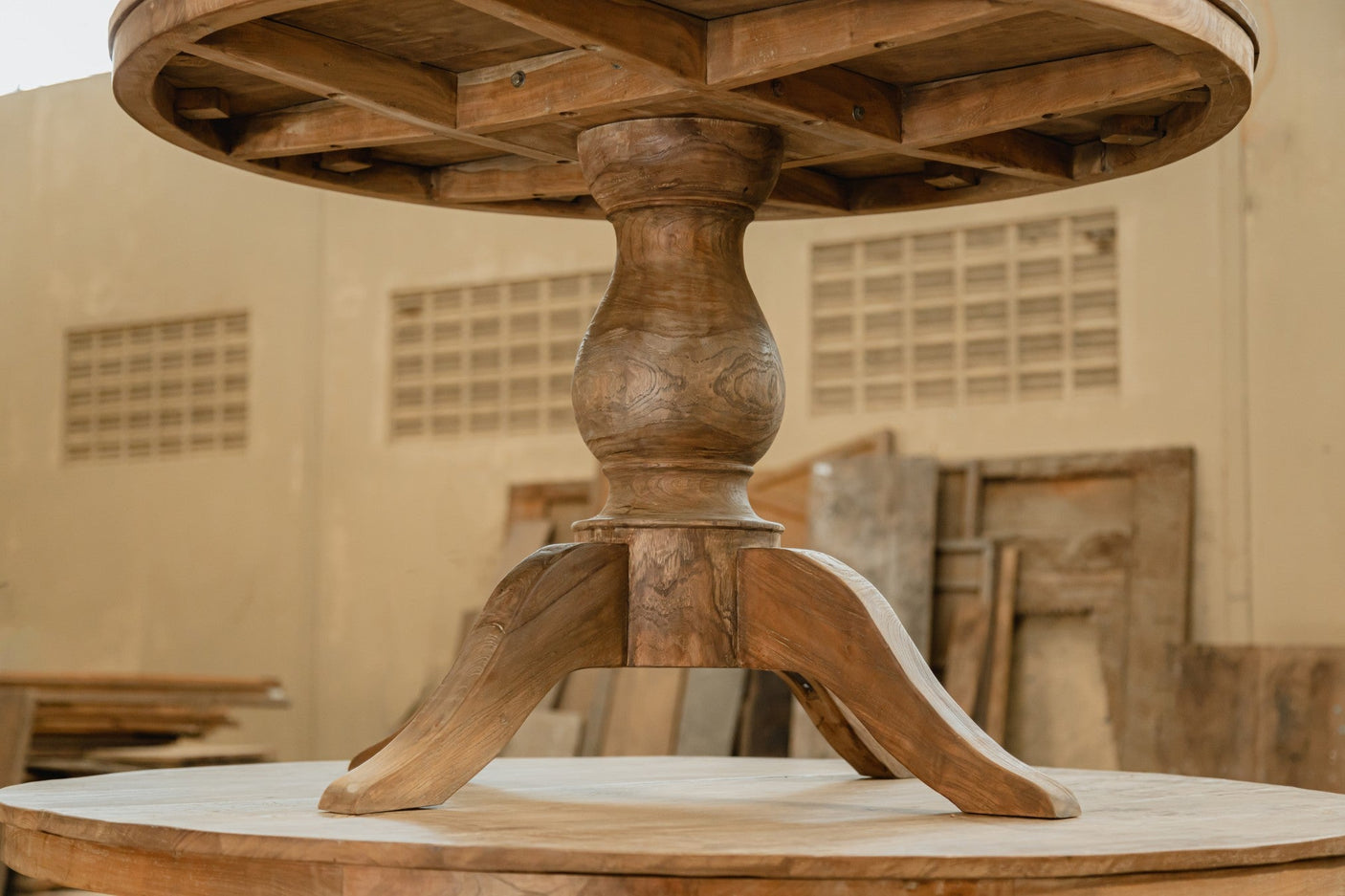 Round Teak Dining Table Anteak – Made from Reclaimed Teak Planks