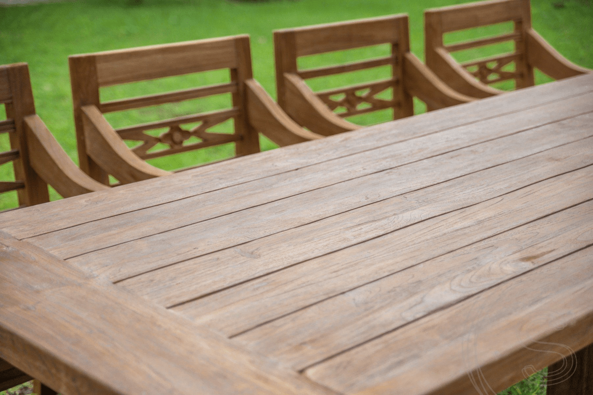 Outdoor refectory table 300x100 + 10 chairs Java