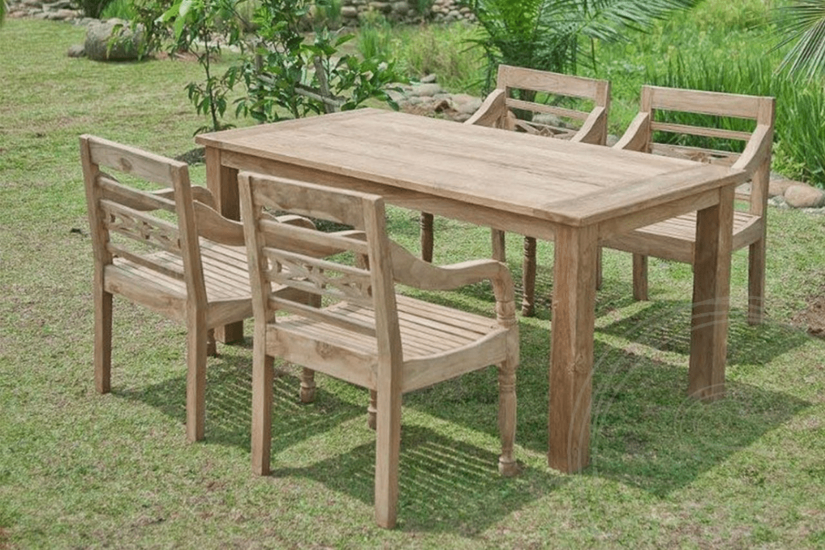 Teak garden table 160x90cm + 4 chairs Java