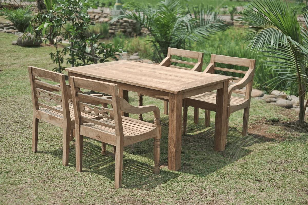 Teak garden table 160x90cm + 4 chairs Java