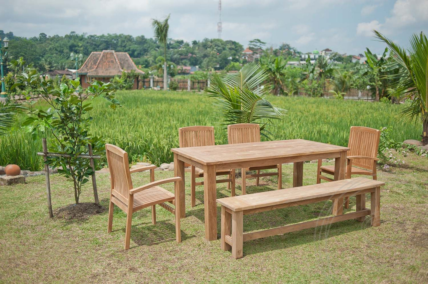 Teak garden bench 180cm