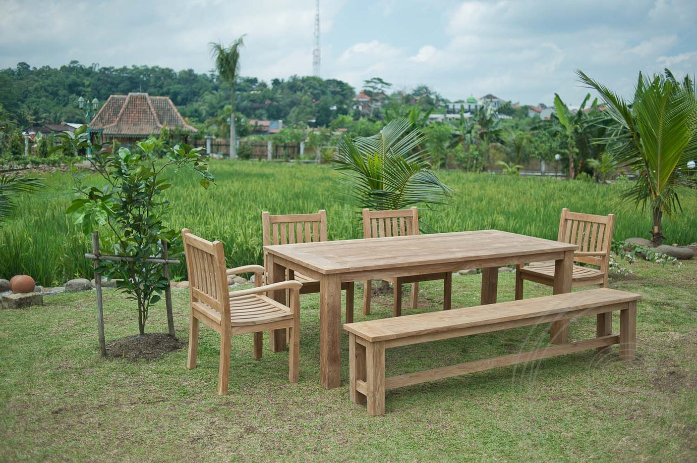 Teak garden bench 220cm
