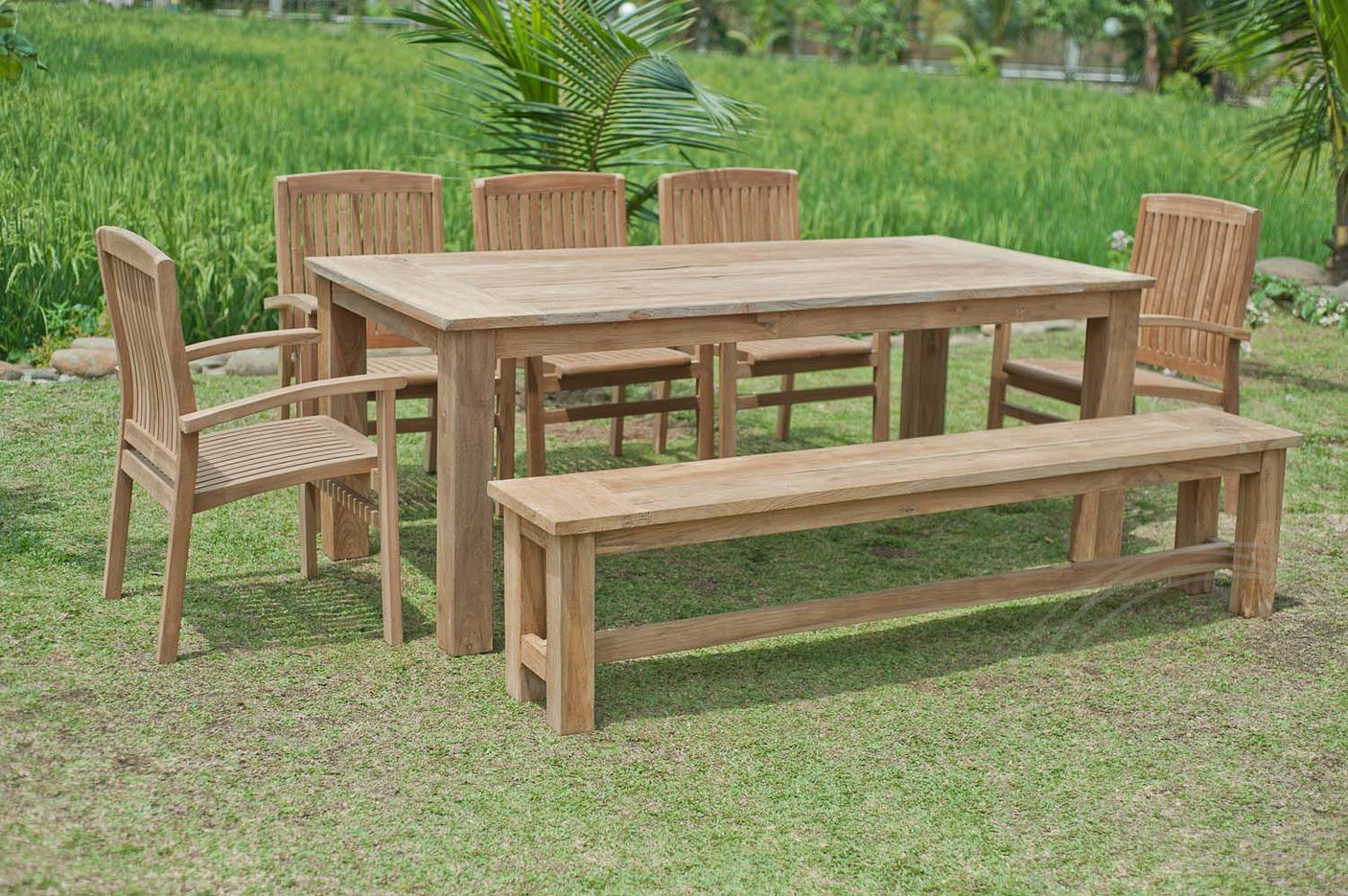 Teak garden bench 220cm