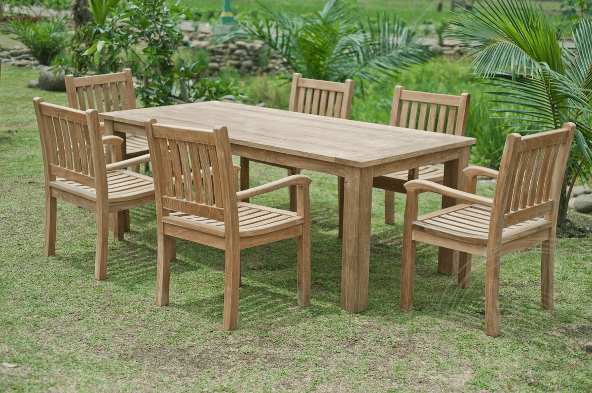 Teak garden table 220x100cm + 6 Beaufort chairs