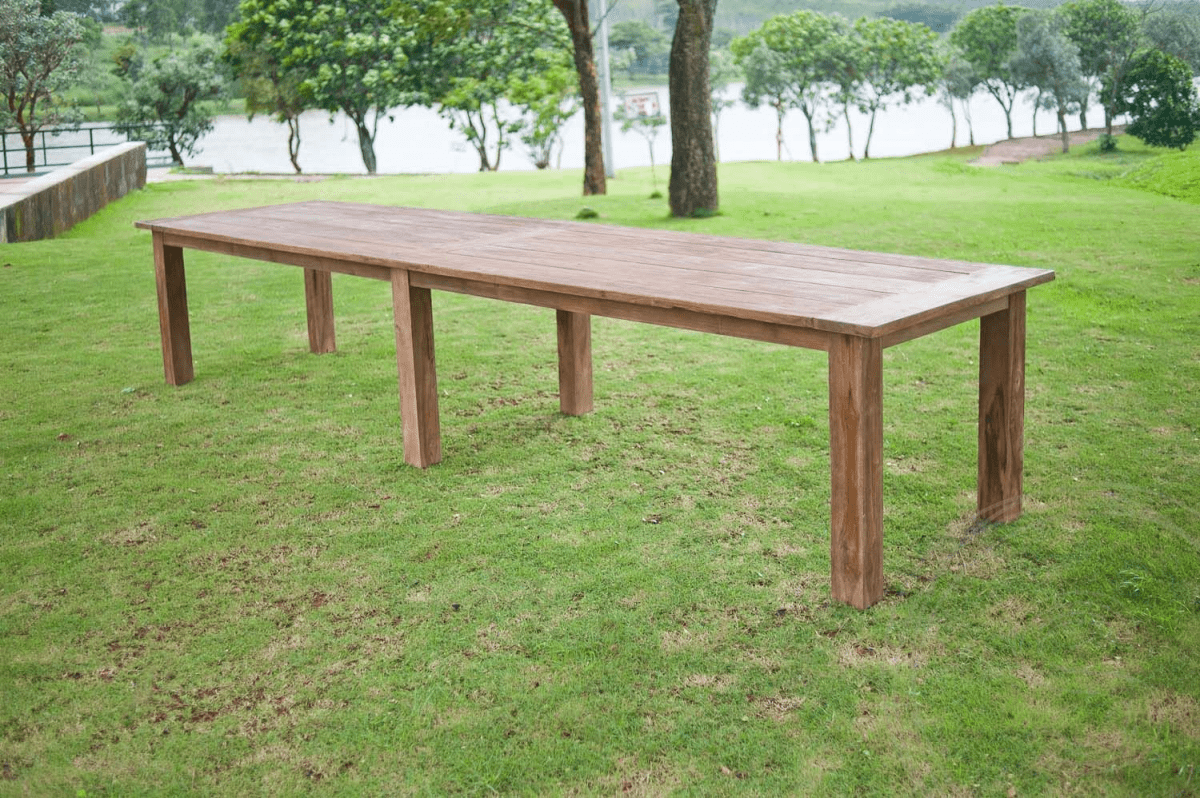Teak garden table 400x100cm + 12 chairs Java