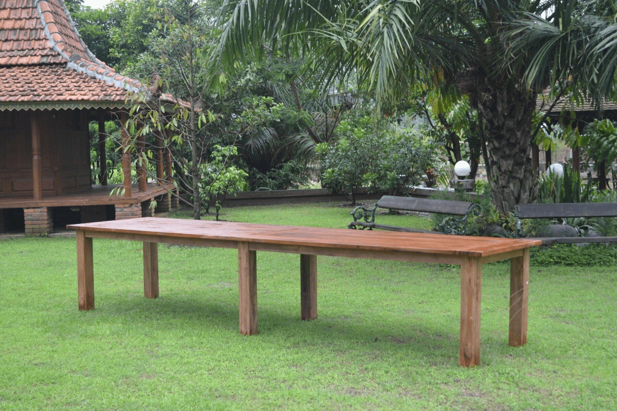 Teak garden table 400x100cm + 12 beaufort chairs