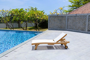 Teak Batyline Sun Lounger White – Solid Teak Outdoor Lounger