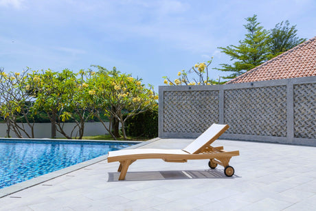 Teak Batyline Sun Lounger White – Solid Teak Outdoor Lounger