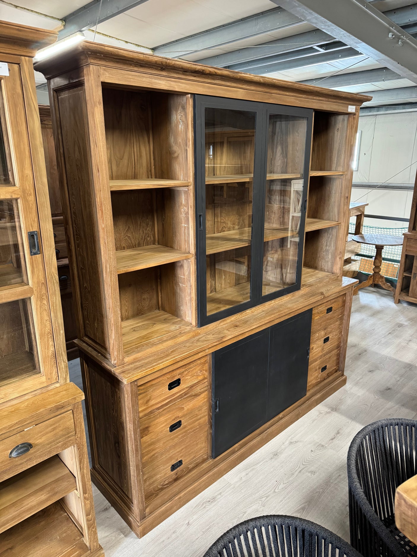 Teak sideboard cabinet steel doors 200 cm