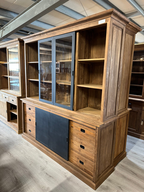 Teak sideboard cabinet steel doors 200 cm