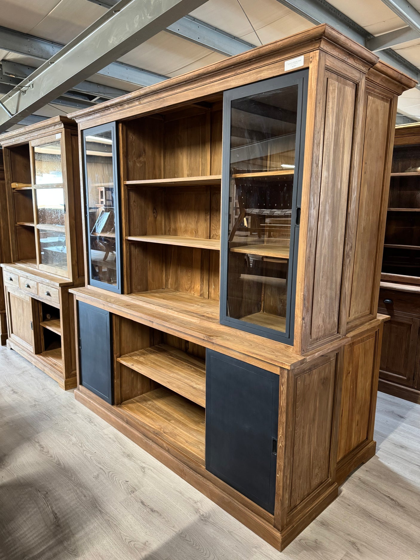 Teak sideboard cabinet steel doors 200 cm