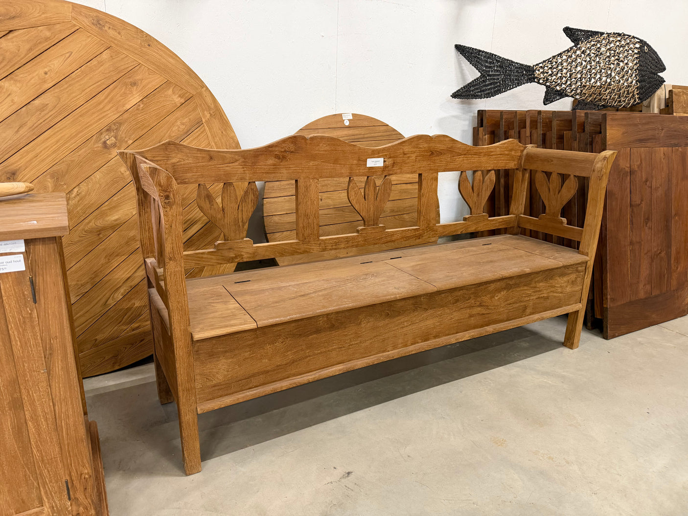 Teak storage bench - 200cm