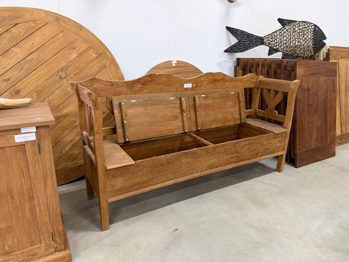 Teak storage bench - 200cm