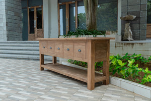 Rustic Teak Sideboard with Drawers – Reclaimed Solid Wood 200 / 250 cm